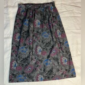 Vintage Lloyd Sportwear Floral Midi Skirt | Made in USA | Wool Blend | Size 12